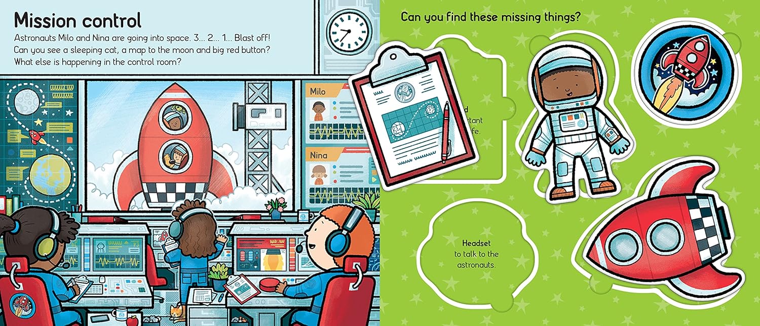 Priddy Books: Let's Pretend Astronaut - Book and Puzzle - Priddy Books: هيا نتظاهر بأننا روّاد فضاء - كتاب وأحجية