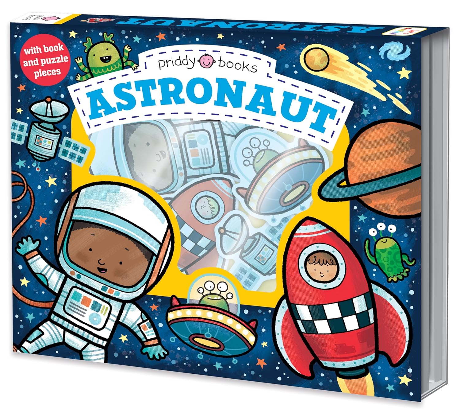 Priddy Books: Let's Pretend Astronaut - Book and Puzzle - Priddy Books: هيا نتظاهر بأننا روّاد فضاء - كتاب وأحجية