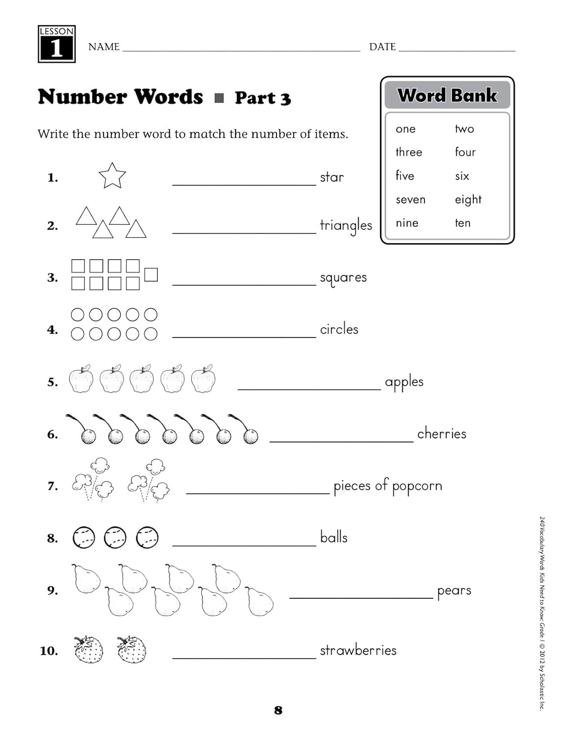 Scholastic Teaching Resources - 240 Vocabulary Words Kids Need to Know - Grade 1