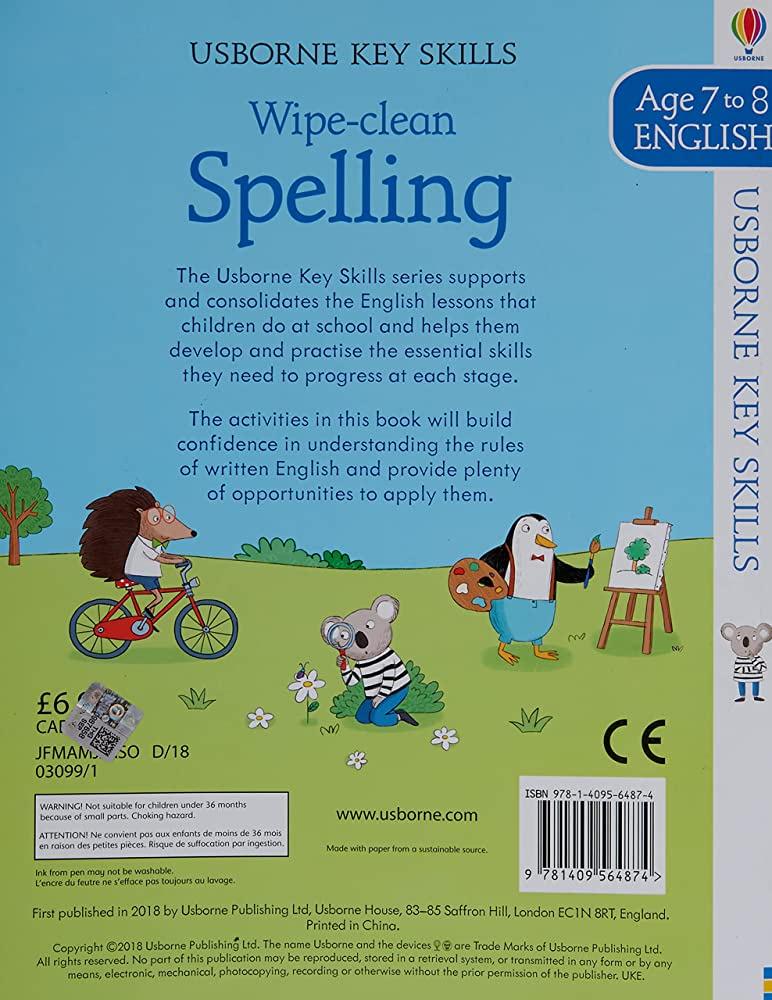 Usborne Key Skills - Wipe-Clean - Spelling Age 7to8 - Spectrawide Bookstore