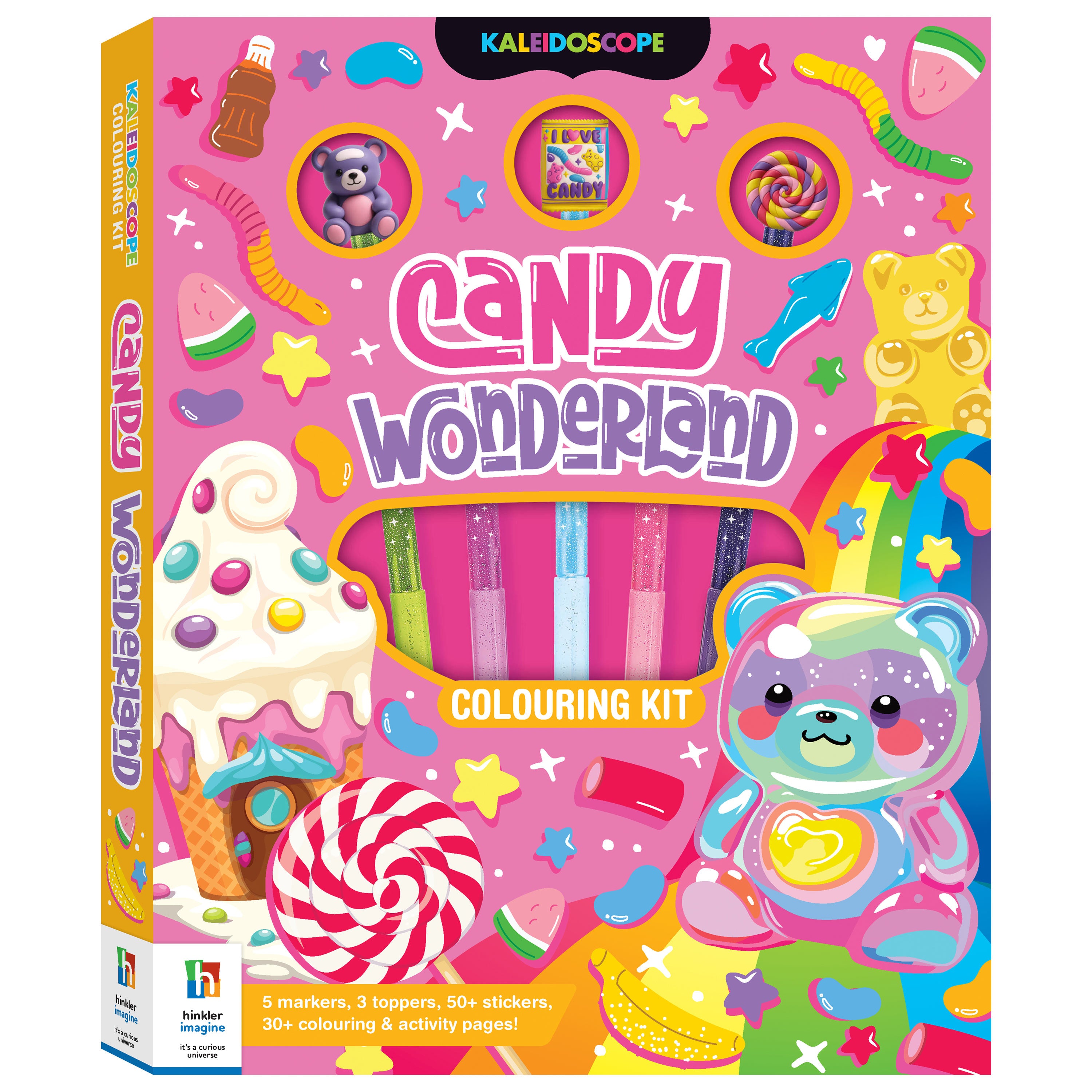 Kaleidoscope Colouring Kit: Candy Wonderland تلوين الروبوتات والسيارات والديناصورات: مجموعة صندوق (مع أقلام تلوين متغيرة الألوان)