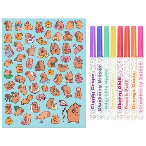 Kaleidoscope Colouring Kit: Capybara Club تلوين الروبوتات والسيارات والديناصورات: مجموعة صندوق (مع أقلام تلوين متغيرة الألوان)