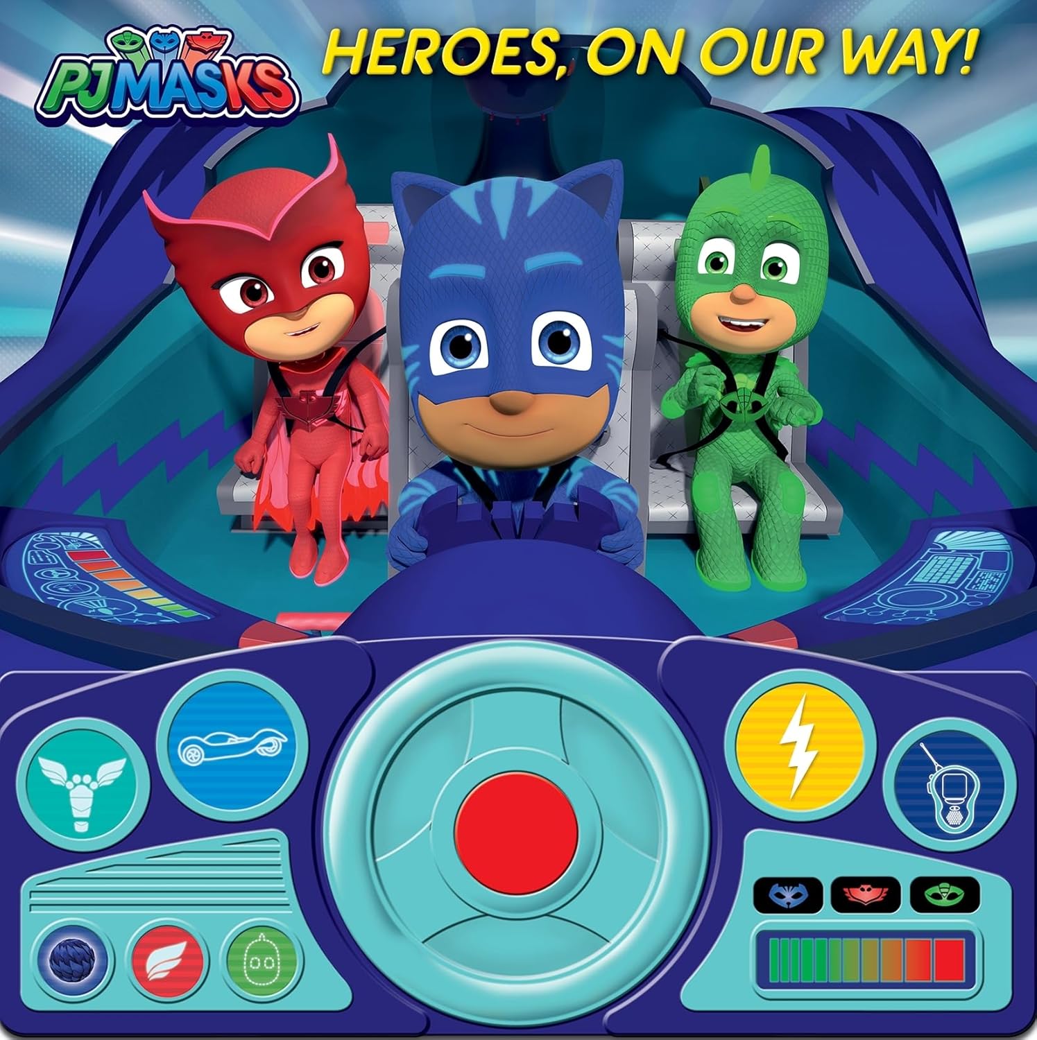 PJ Masks - Heroes, On Our Way - Interactive Steering Wheel Sound Book - PJ Masks - الأبطال، في طريقنا - كتاب عجلة القيادة التفاعلي الصوتي