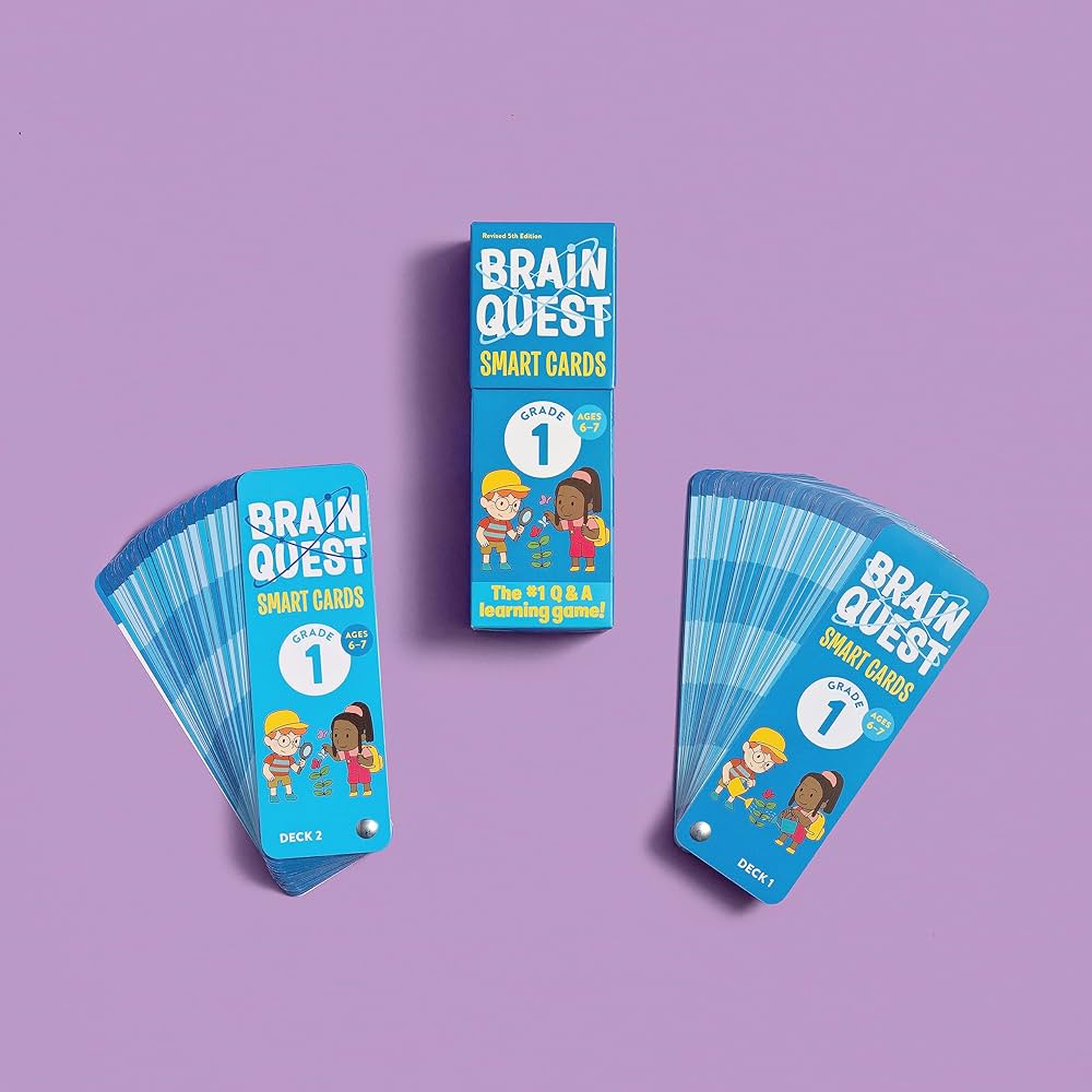 Brain Quest Smart Cards - The #1 Q & A Learning Game - Grade 1 - Ages 6-7 - Brain Quest للأعمار من 4 إلى 5 سنوات في مرحلة ما قبل المدرسة