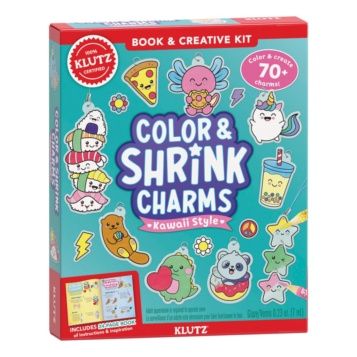 Klutz: Color and Shrink Charms Kawaii Style - Book & Creative Kit - Klutz: حُلي ألوان وتصغير على الطراز اللطيف (Kawaii Style) - كتاب ومجموعة إبداعية