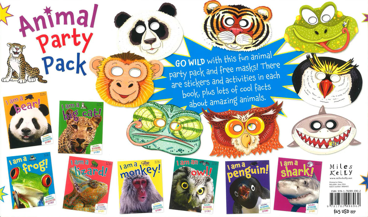Animal Party Pack - 8 Books, Stickers And Free Masks