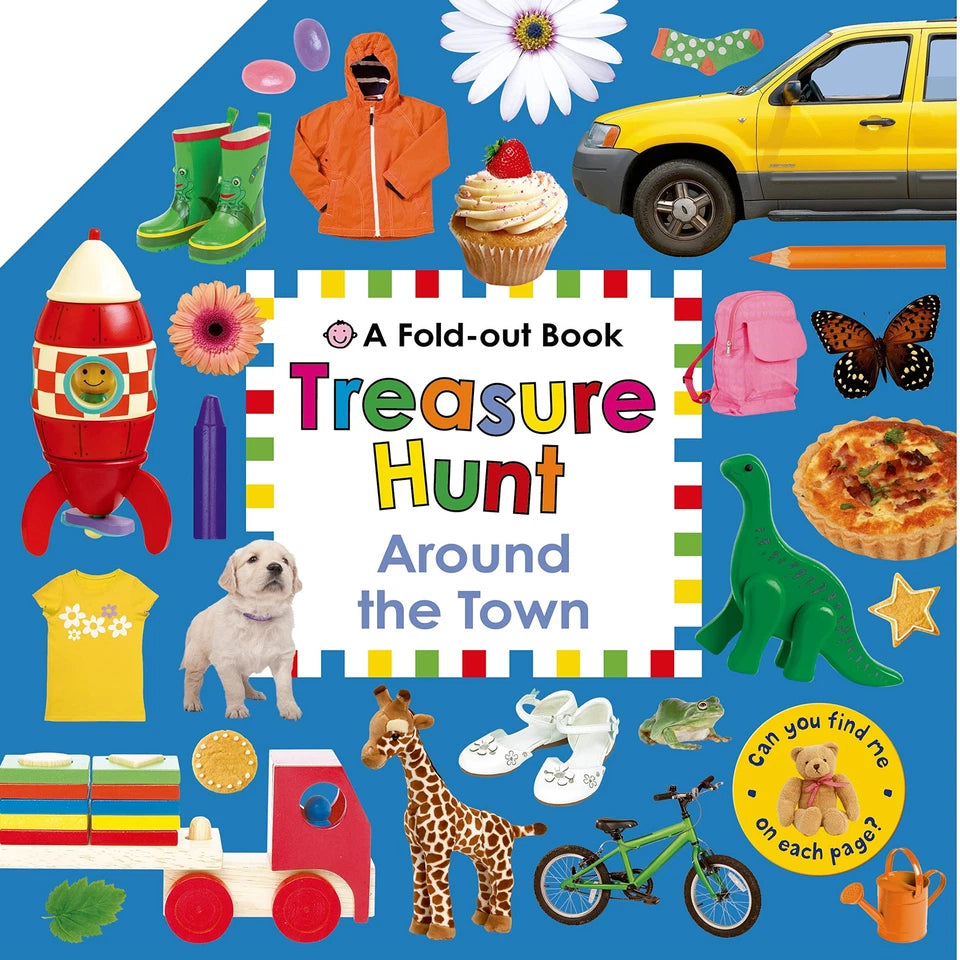 Treasure Hunt: Around the Town: A Fold-Out Book - البحث عن الكنز: حول المدينة: كتاب قابل للطي