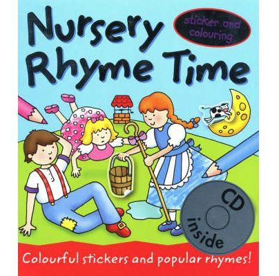 Nursery Rhyme Time Book - Sticker and Colouring Book + CD) - كتاب وقت أغاني الحضانة - كتاب ملصقات وتلوين + قرص مضغوط)