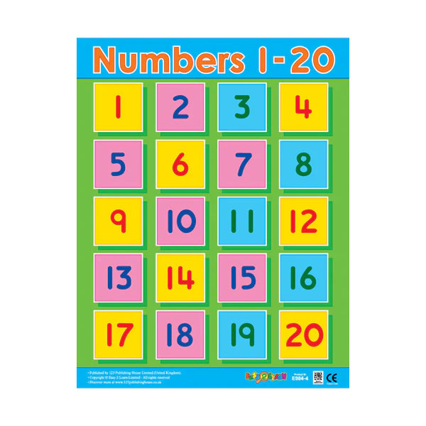 Chart E11 - Numbers 1-20 - Wall Chart - مخطط E11 - الأرقام 1-20 - مخطط حائطي