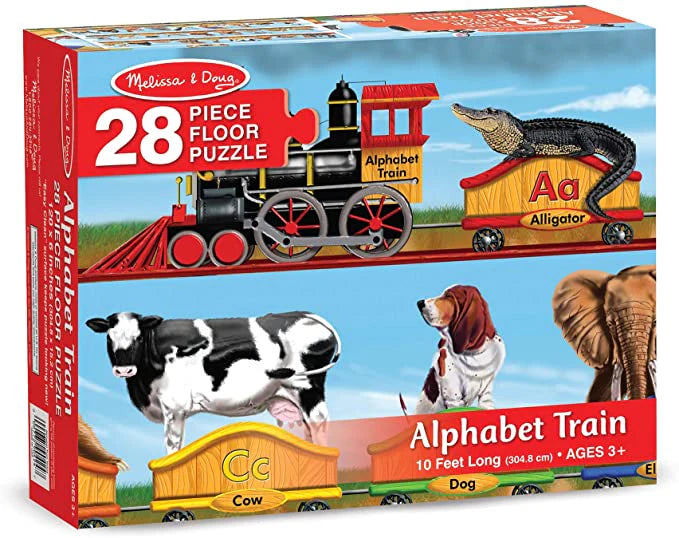 Melissa & Doug - Alphabet Train Floor Puzzle-28 pieces - Melissa & Doug - أحجية أرضية قطار الأبجدية - 28 قطعة