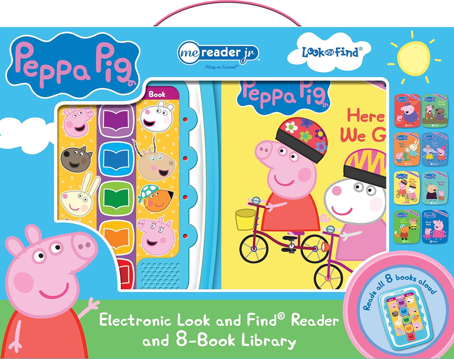 Peppa Pig - Electronic Me Reader Jr and 8 Look and Find Sound Book Library - Peppa Pig - جهاز "مي ريدر جونيور" الإلكتروني ومكتبة كتب "ابحث واكتشف" الصوتية (8 كتب)