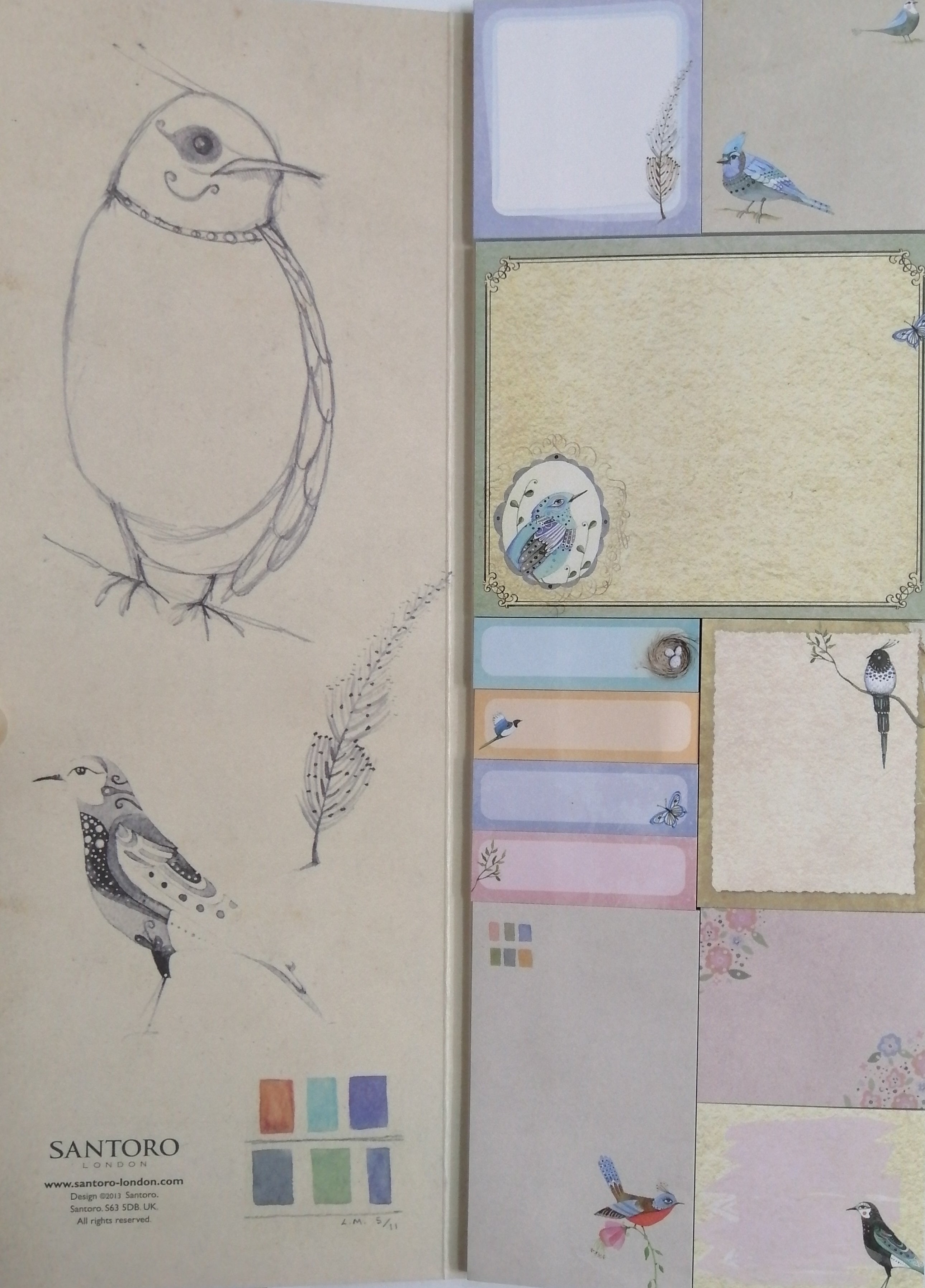 Eclectic Pretty Birds Sticky Notes - ملاحظات لاصقة من الطيور الجميلة الانتقائية