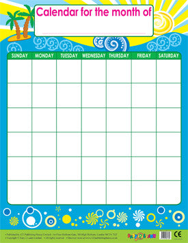 Chart  E357 - Month Calendar  Reusable Wipe Off Posters - مخطط E357 - تقويم شهري - ملصقات قابلة للمسح وإعادة الاستخدام