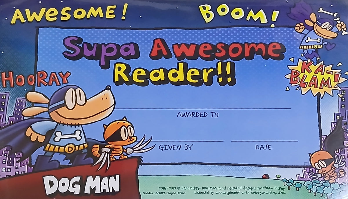 Dog Man: Supa Awesome Reader! - Award Certificate Pad