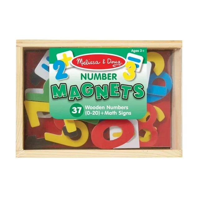 Melissa & Doug: 37 Wooden Number Magnets in a Box - ميليسا آند دوج 37 مغناطيس أرقام خشبي في صندوق