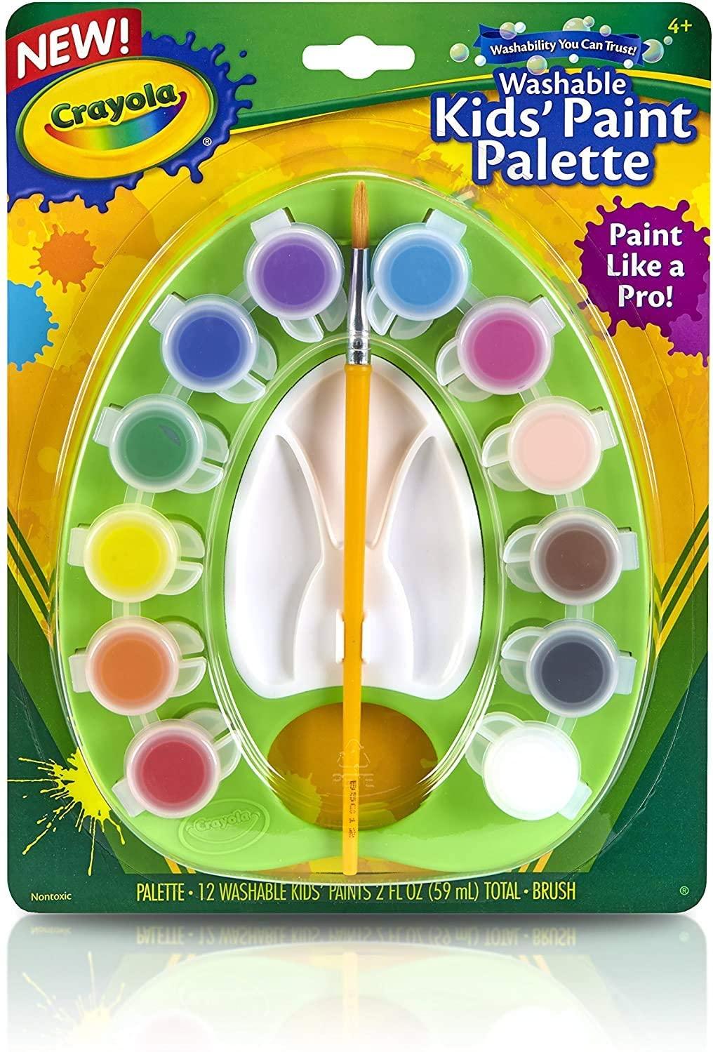 Crayola Washable Kids' Paint Palette - 12 paint pots 2 oz (59ml) total with Brush - Spectrawide Bookstore