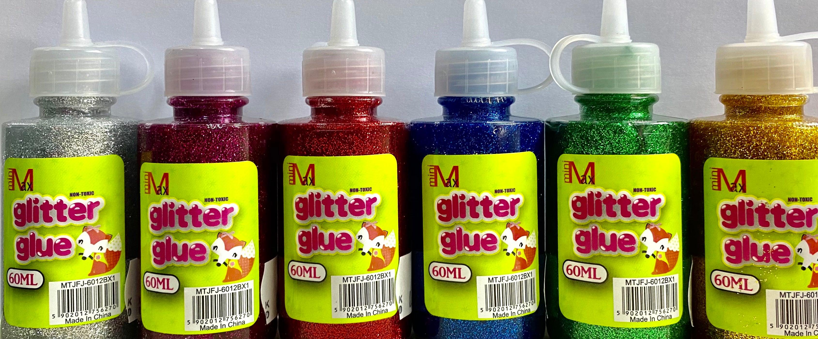 Glitter Glue - Bottle with nozzle - 60ml assorted classic colours - Spectrawide Bookstore