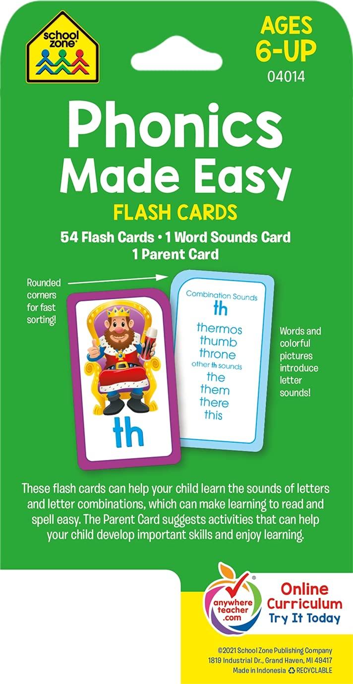 School Zone Phonics Made Easy Flash Cards Ages 6-Up - Spectrawide Bookstore