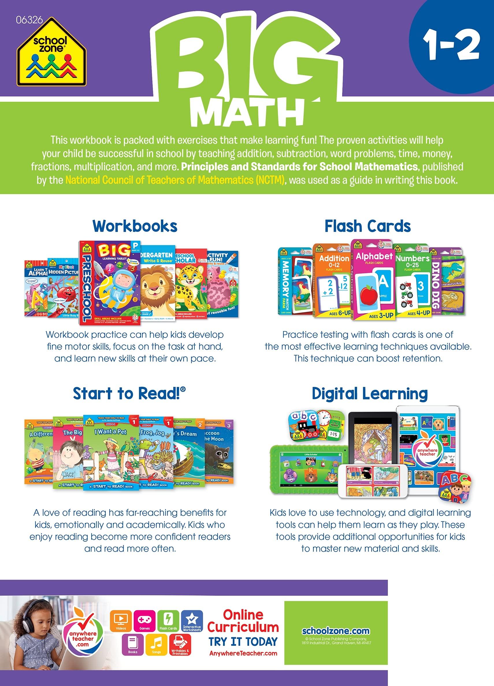 School Zone Big Math 1-2 Workbook Ages 6-8 - Spectrawide Bookstore