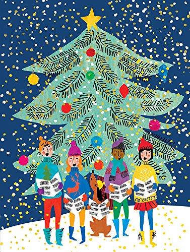 Christmas Carolers Cards (Set of 10 Cards) Large Embellished Holiday Notecards - Spectrawide Bookstore