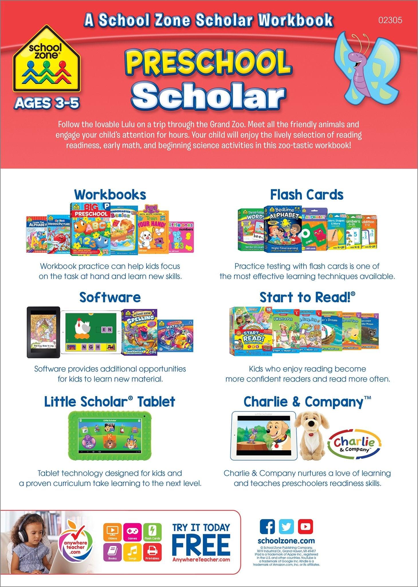 School Zone Preschool Scholar Ages 3-5 - Spectrawide Bookstore
