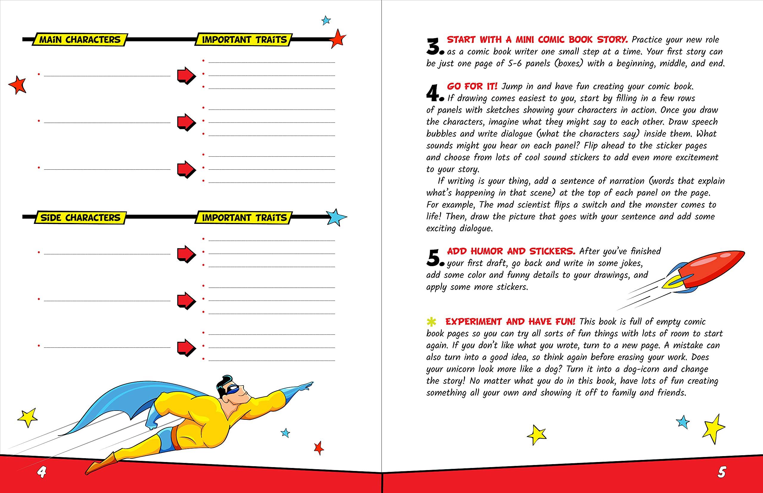 Draw Your Own Comic Book - Action-Ready Comic Pages, Kid-Friendly Instructions, and Colorful Stickers to Bring Your Amazing Story to Life! - Spectrawide Bookstore