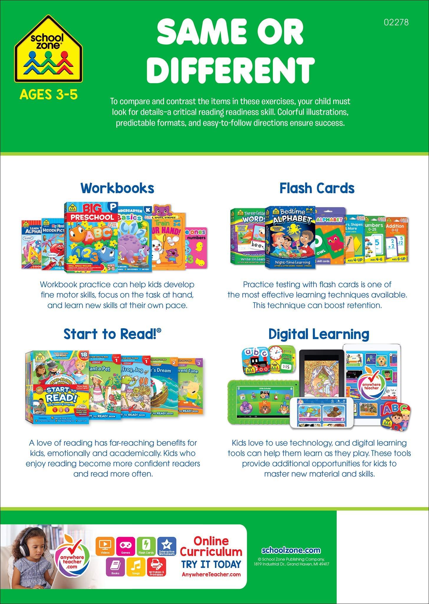 School Zone A Get Ready! Book Same or Different - Spectrawide Bookstore