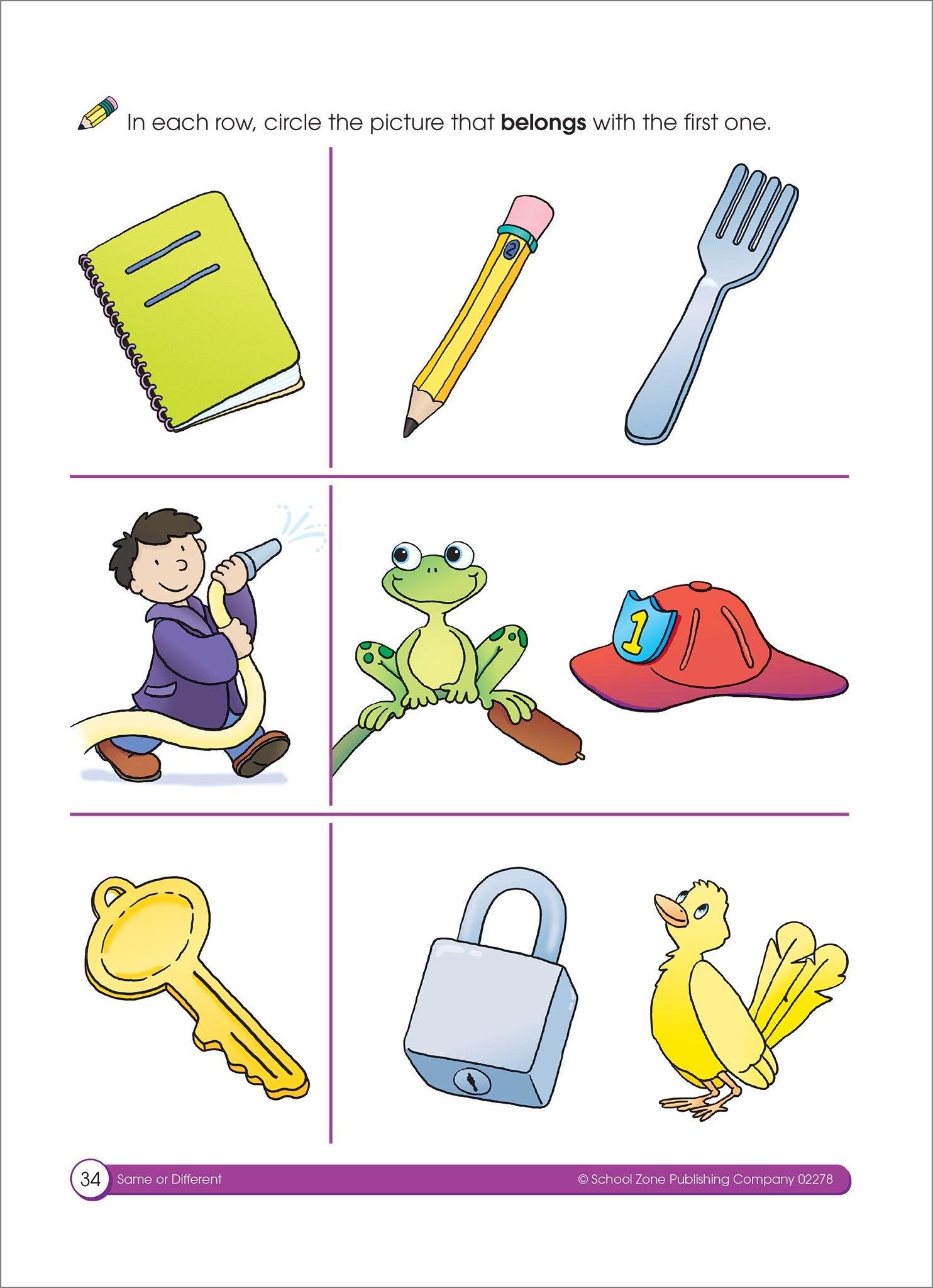 School Zone A Get Ready! Book Same or Different - Spectrawide Bookstore