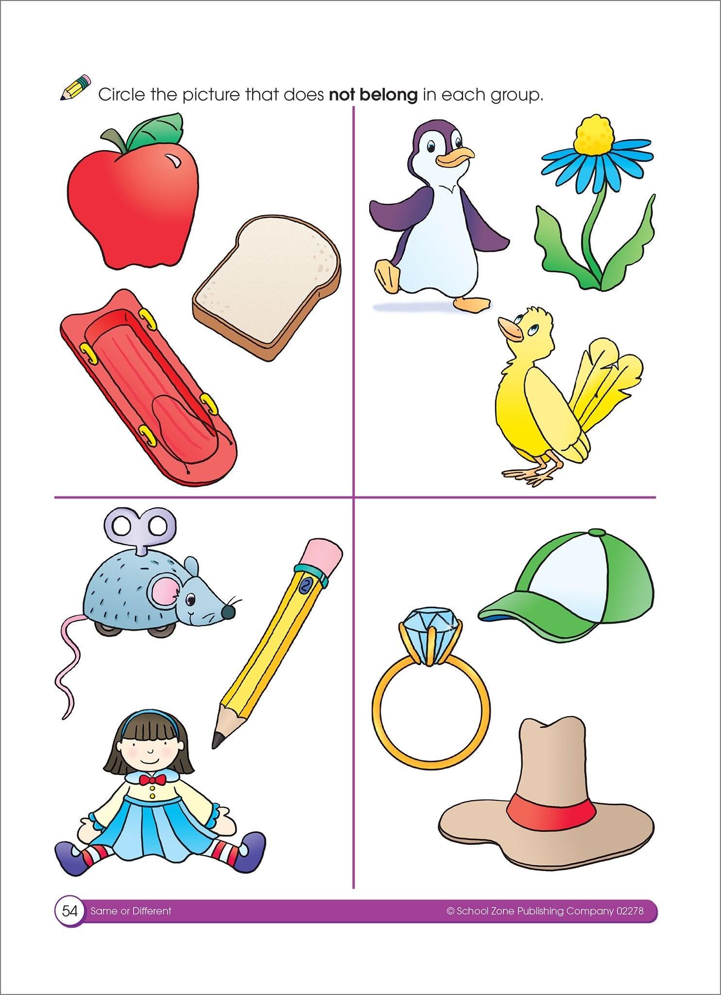 School Zone A Get Ready! Book Same or Different - Spectrawide Bookstore