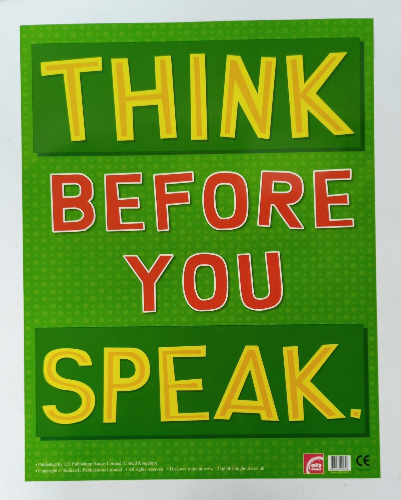 Charts - Think Before You Speak Chart - Spectrawide Bookstore