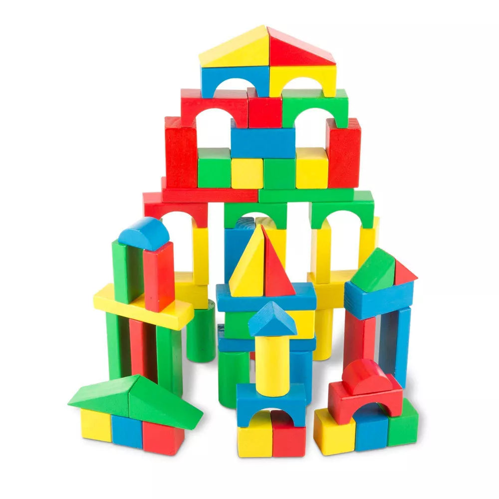 Melissa & Doug Wooden Classic Toy - 100 Wooden Building Blocks - Spectrawide Bookstore