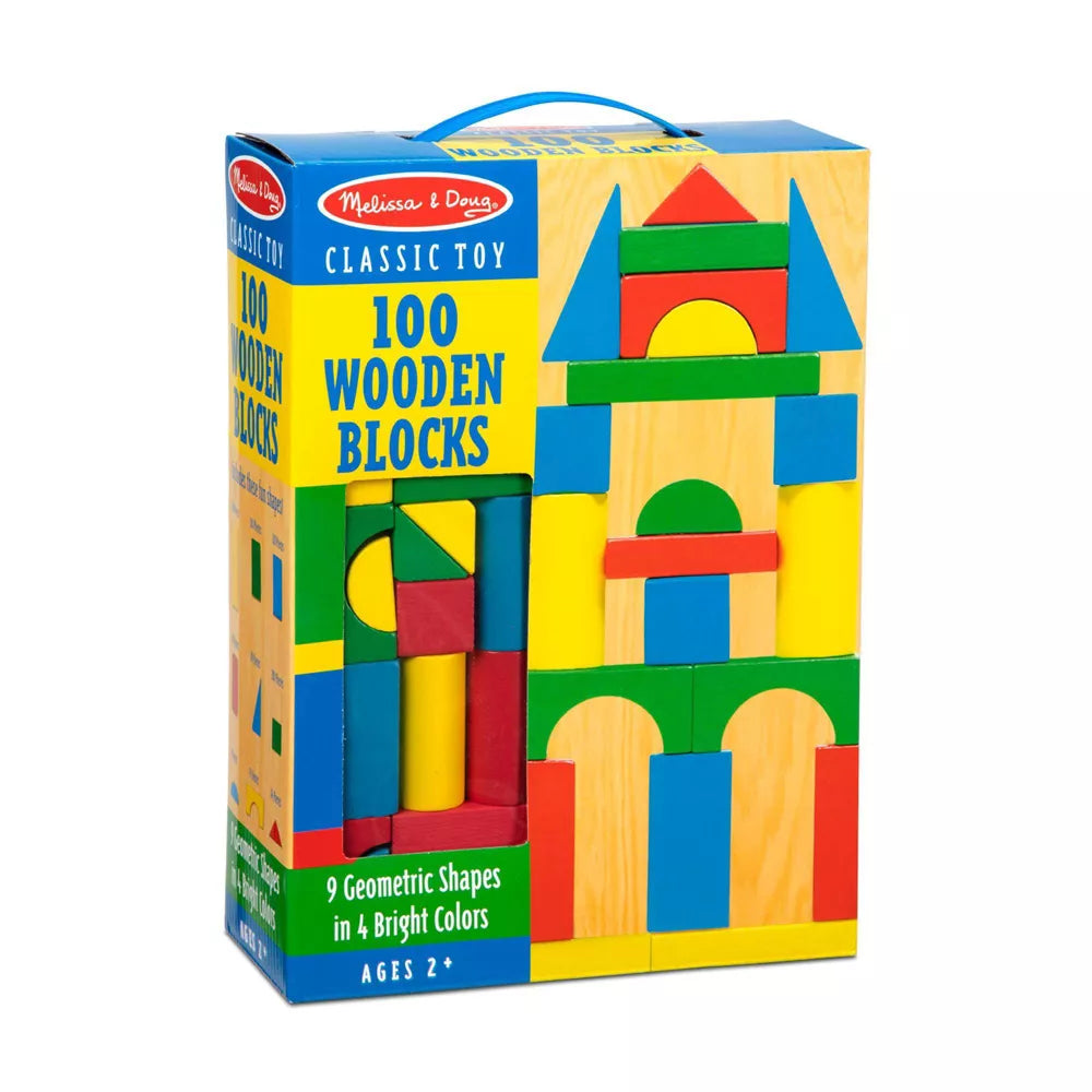 Melissa & Doug Wooden Classic Toy - 100 Wooden Building Blocks - Spectrawide Bookstore