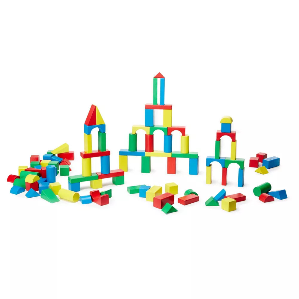 Melissa & Doug Wooden Classic Toy - 100 Wooden Building Blocks - Spectrawide Bookstore