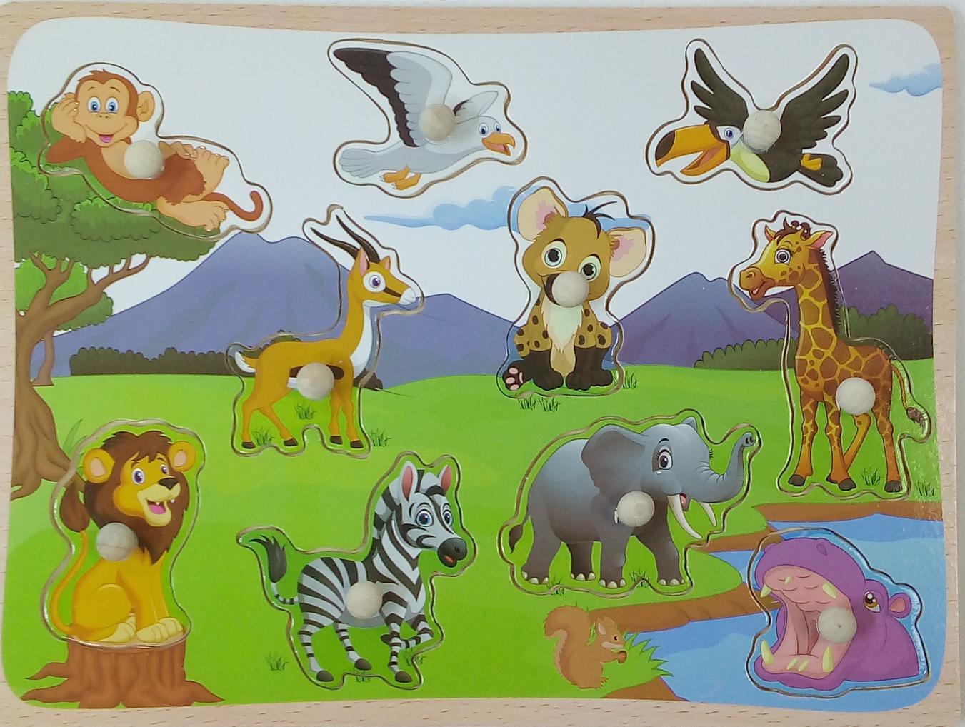 Educational Learning Wooden Puzzle Board - Animals - Spectrawide Bookstore