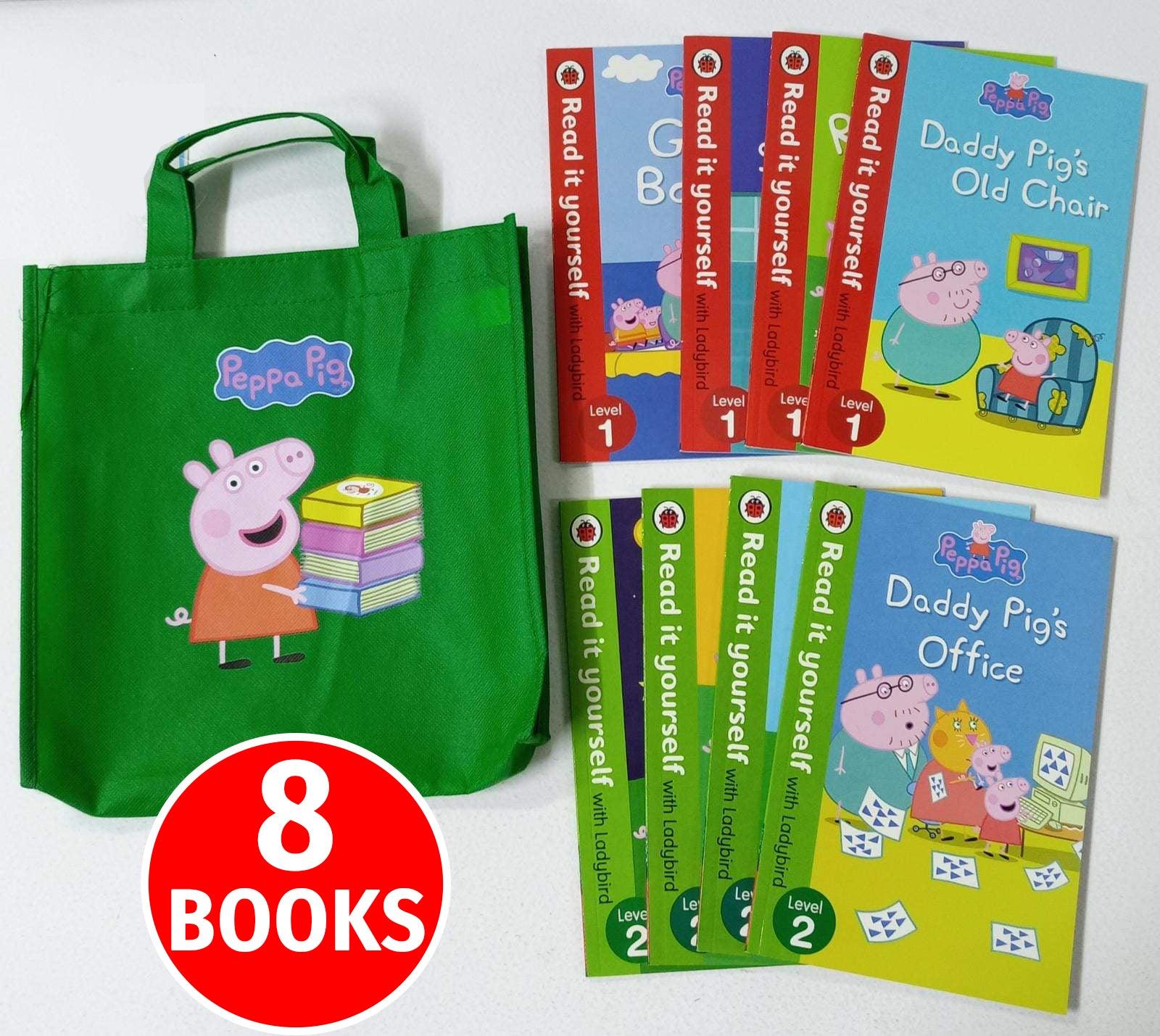 PEPPA PIG - Tote Bag with 8 Peppa Pig Readers (4 books each of level 1 & 2) - Spectrawide Bookstore