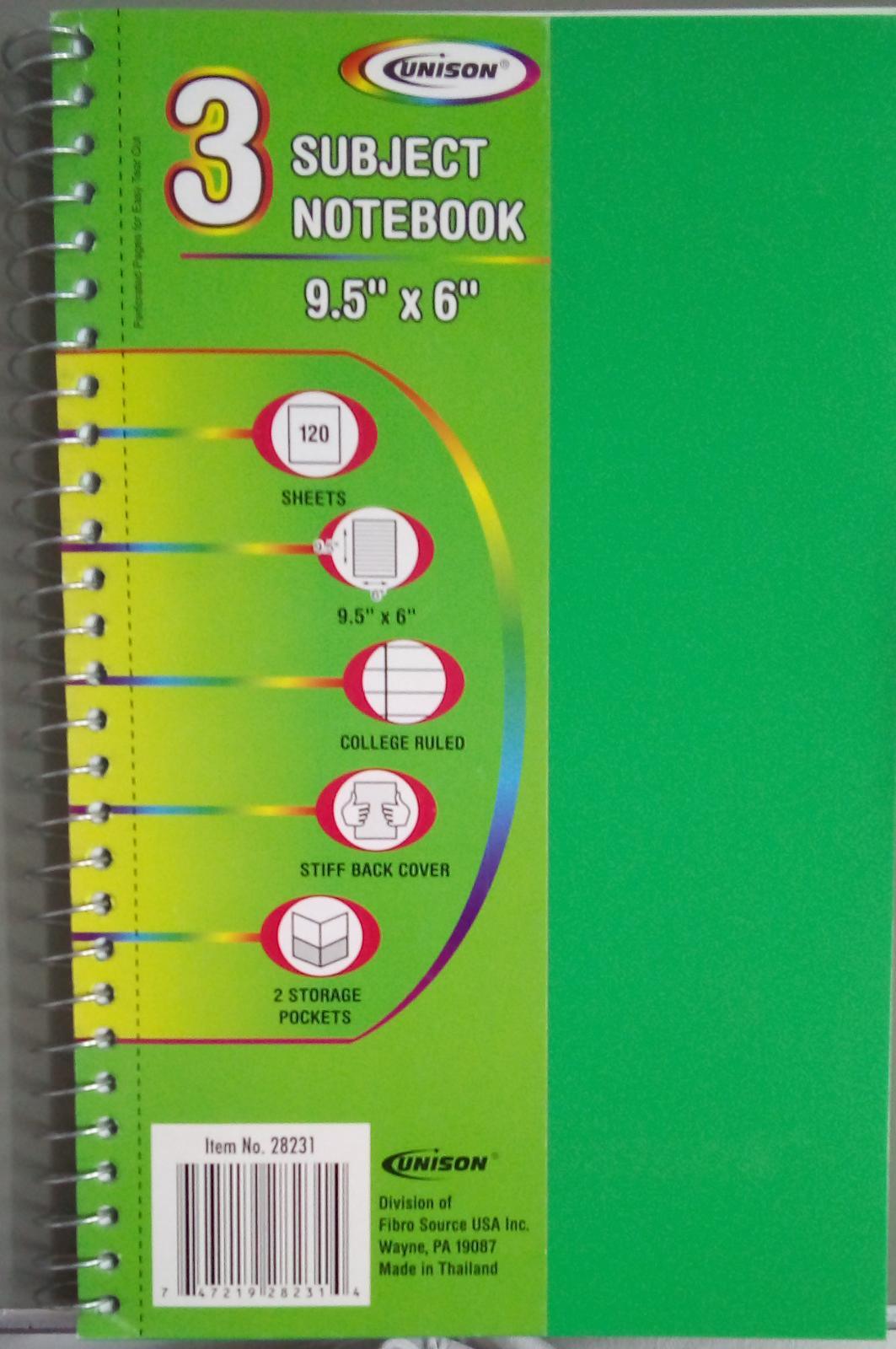 Unison - 3 Subject Notebook - Spectrawide Bookstore