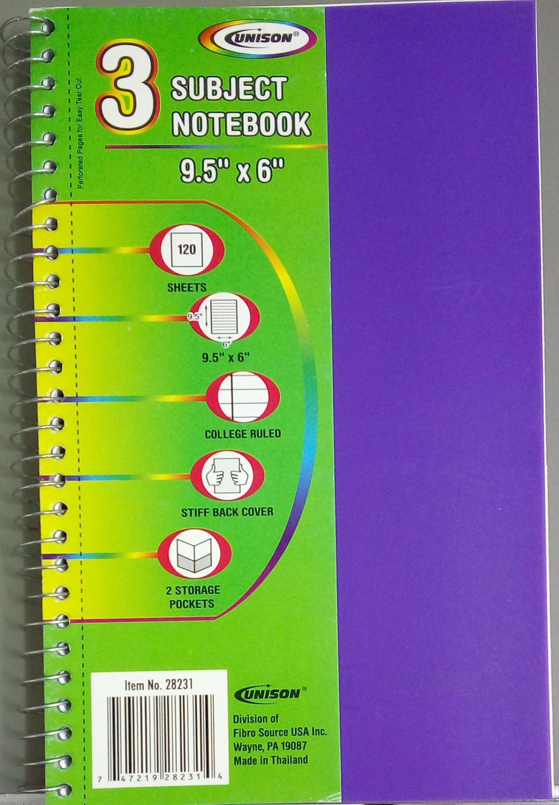 Unison - 3 Subject Notebook - Spectrawide Bookstore