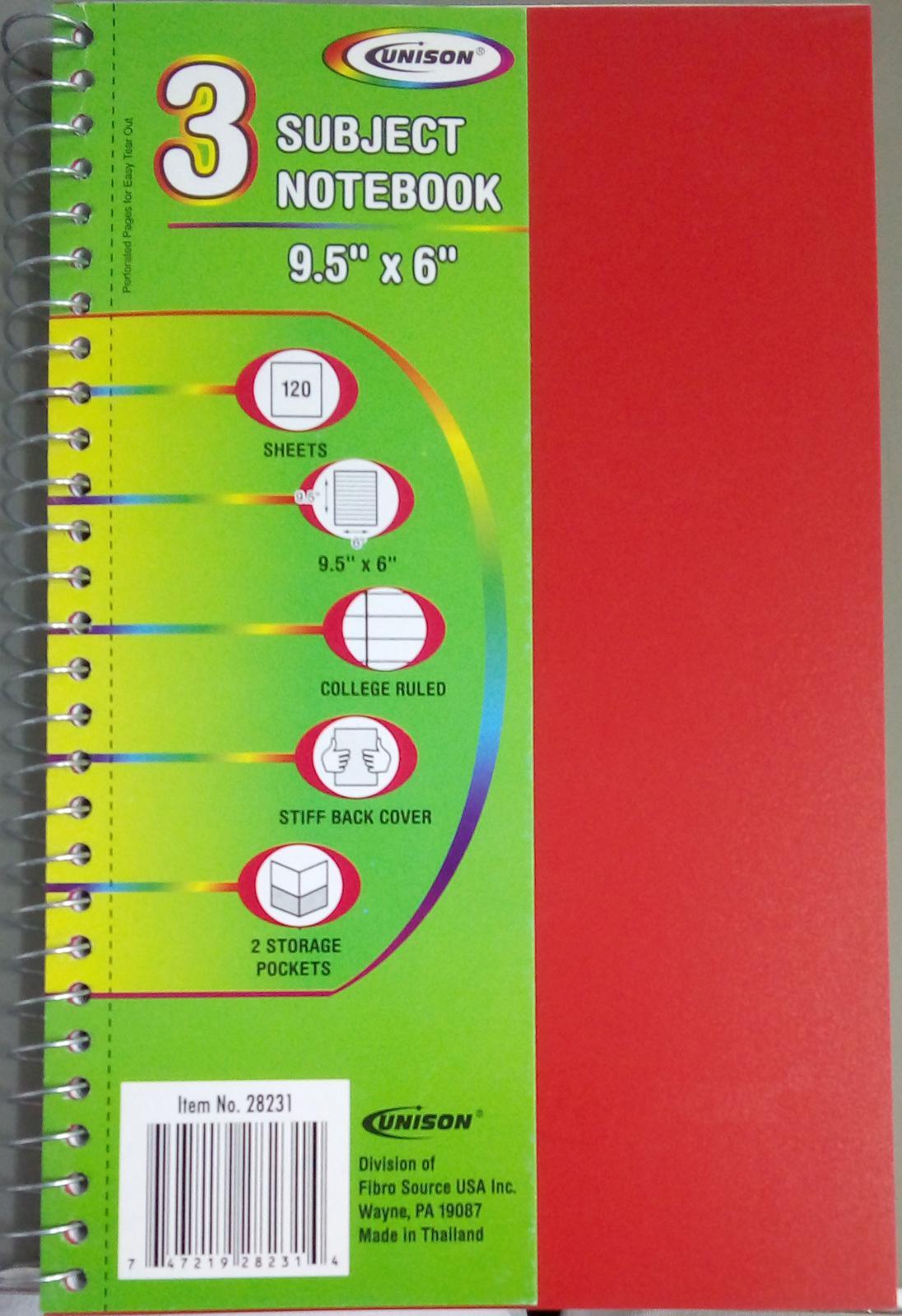 Unison - 3 Subject Notebook - Spectrawide Bookstore