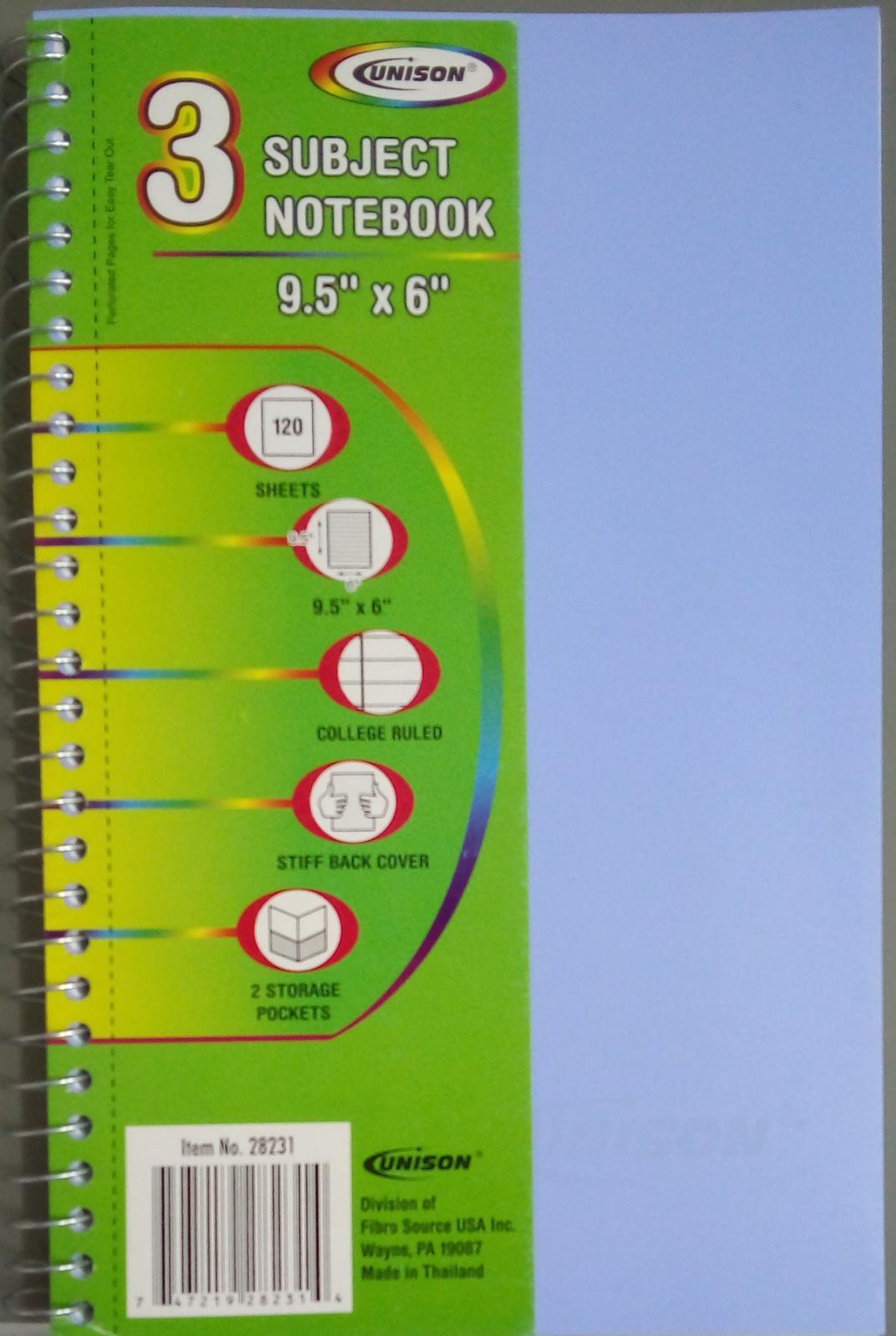 Unison - 3 Subject Notebook - Spectrawide Bookstore