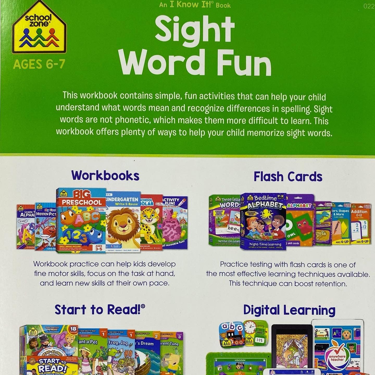 School Zone An I know It! Book Sight Word Fun Ages 6-7 - Spectrawide Bookstore