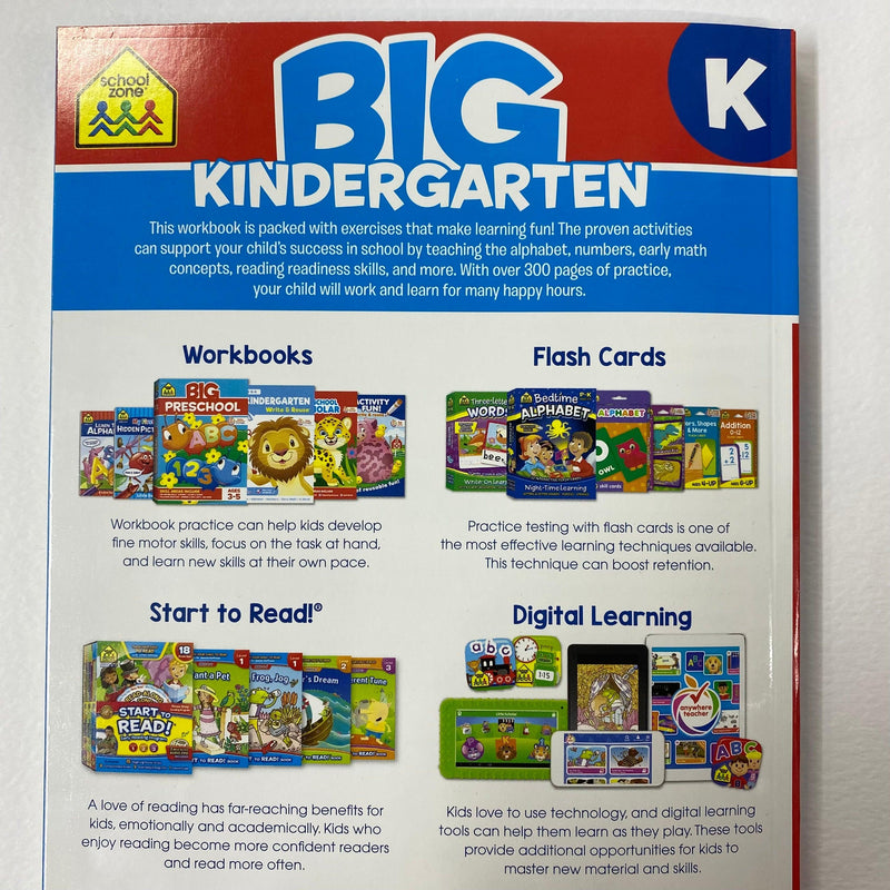 7 PC Kit School Zone Activity Books with Pencils Kids Alphabet Kinder Ages 5-7