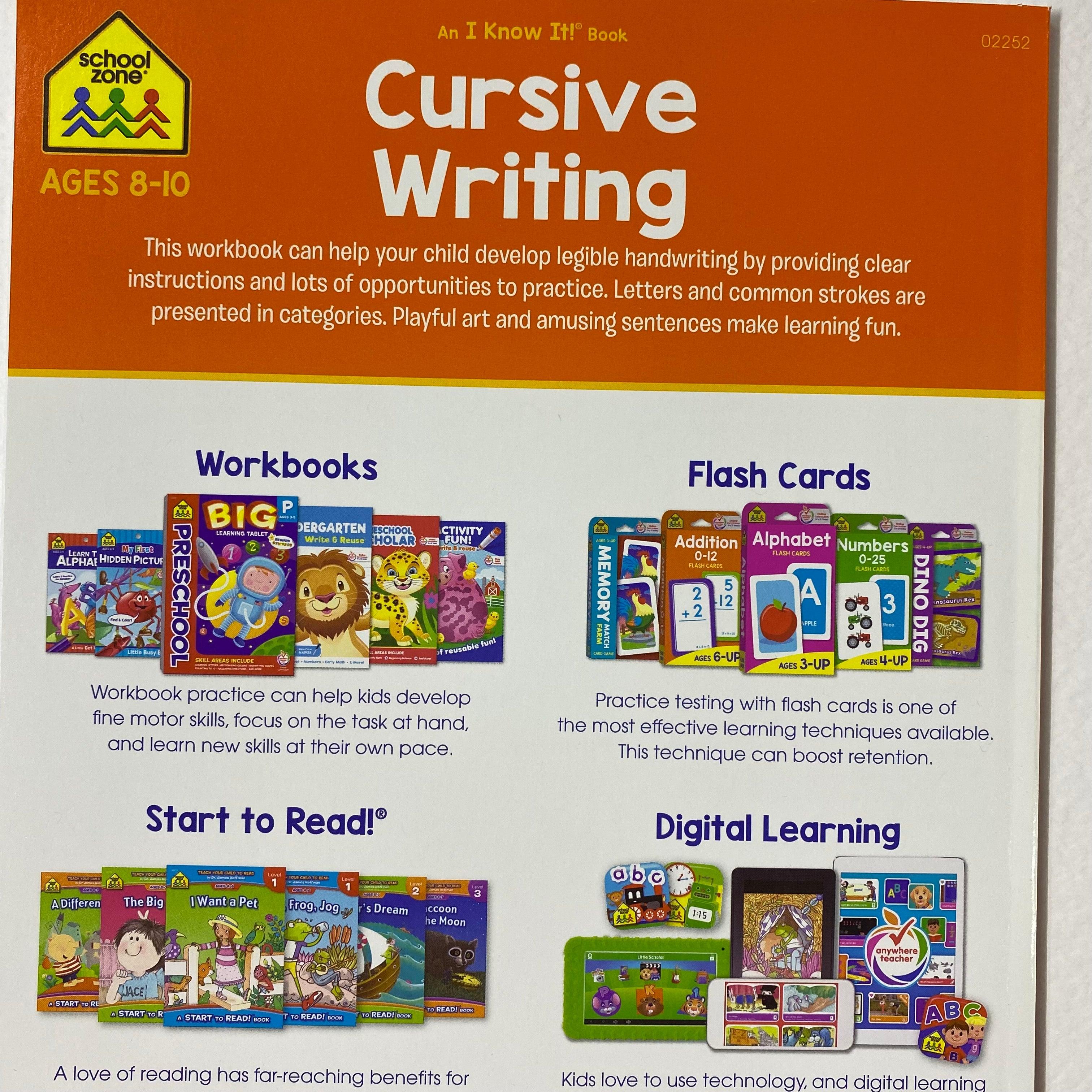 School Zone An I Know It! Book Cursive Writing Ages 8-10 - Spectrawide Bookstore
