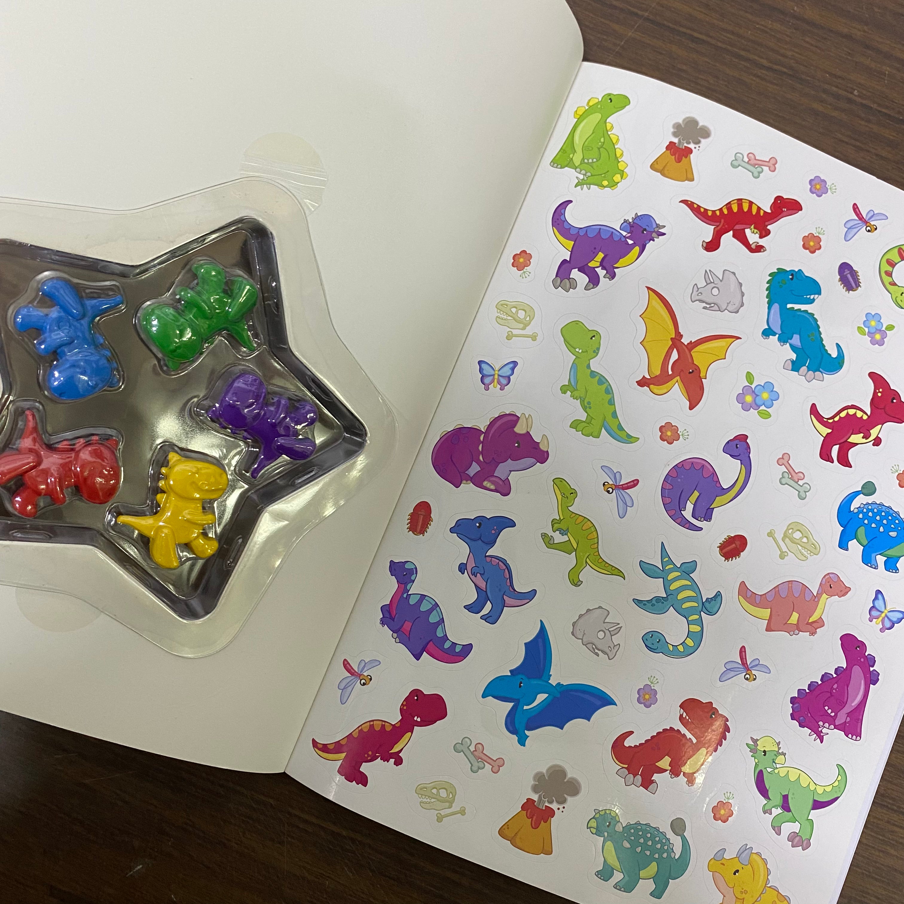 Dinosaur Colouring Fun - Includes 5 Dino Crayons and over 50 Stickers - Spectrawide Bookstore