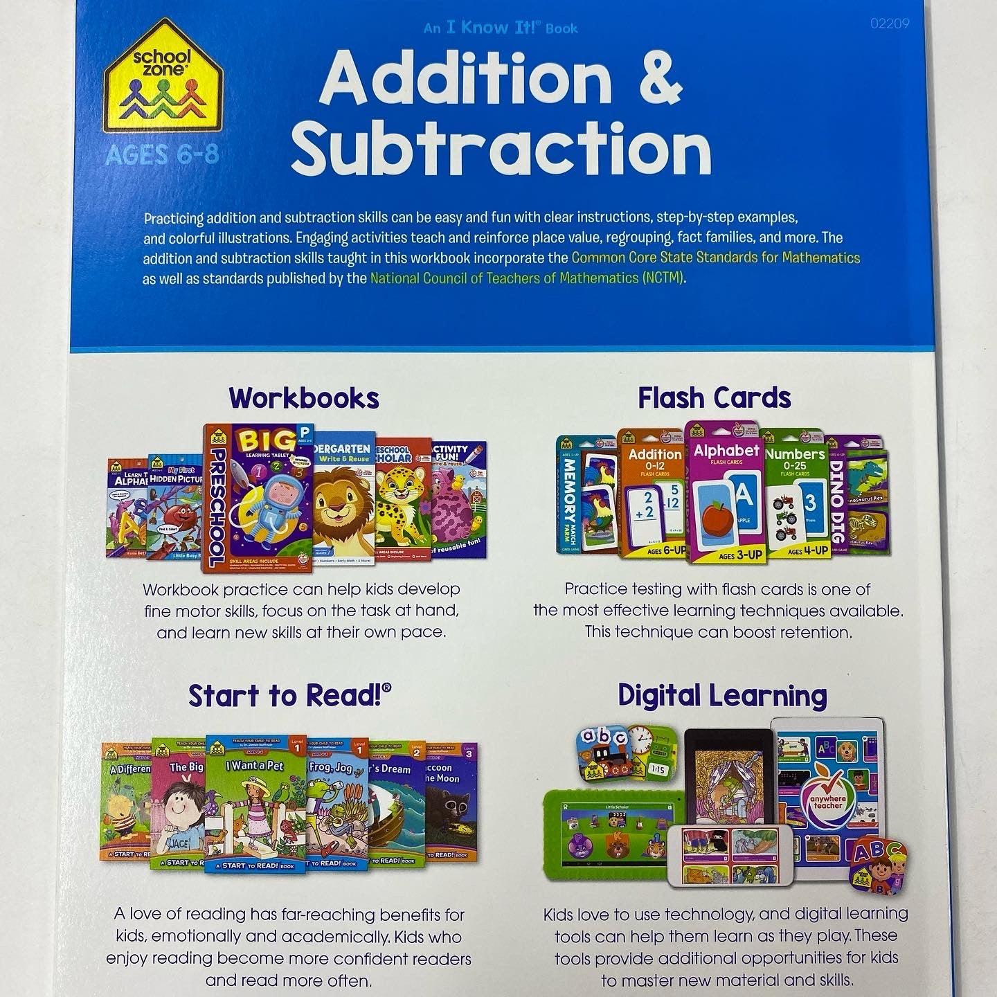 School Zone Addition & Subtraction Workbook Ages 6-8 - Spectrawide Bookstore