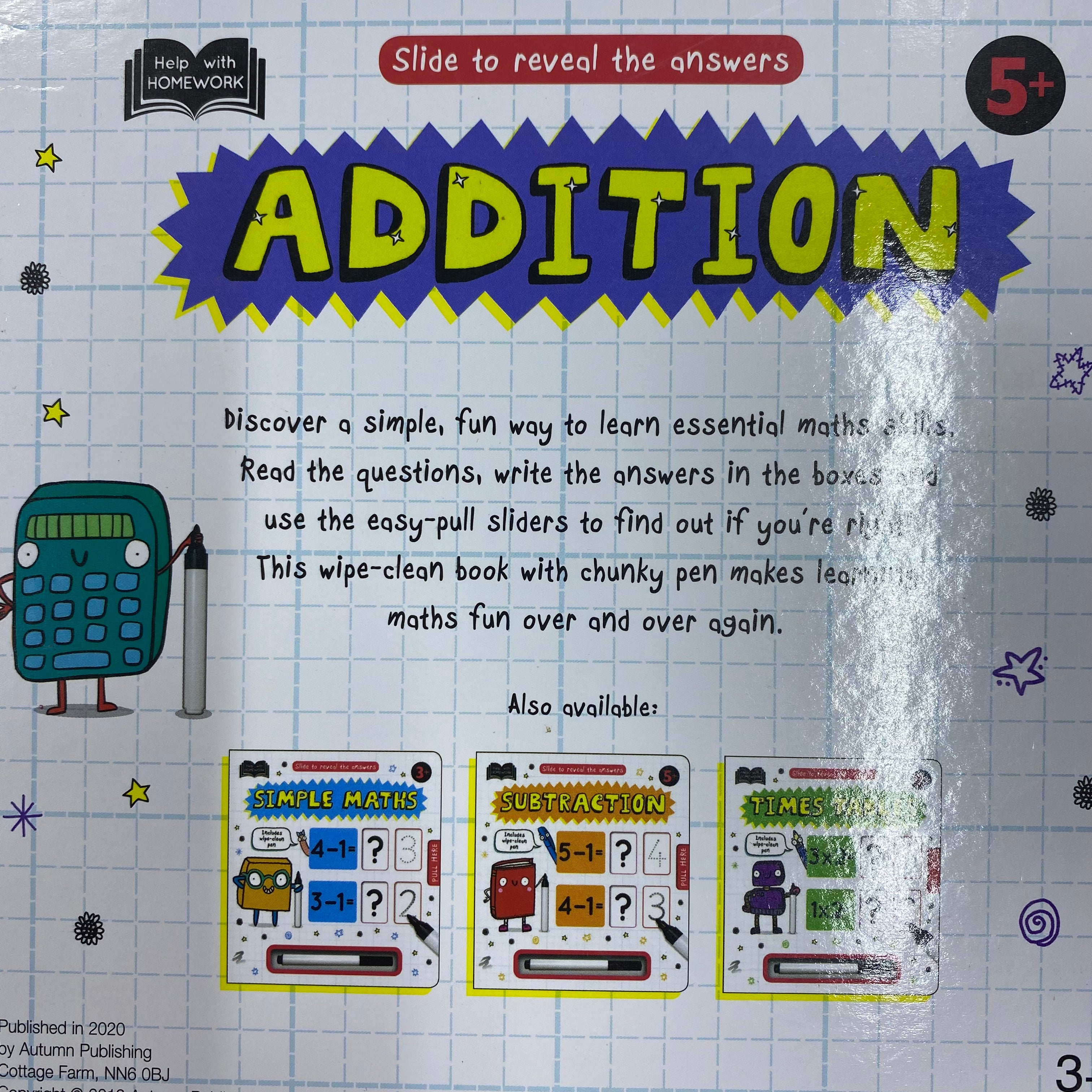 Help With Homework 5+ - ADDITION Wipe-Clean - Spectrawide Bookstore