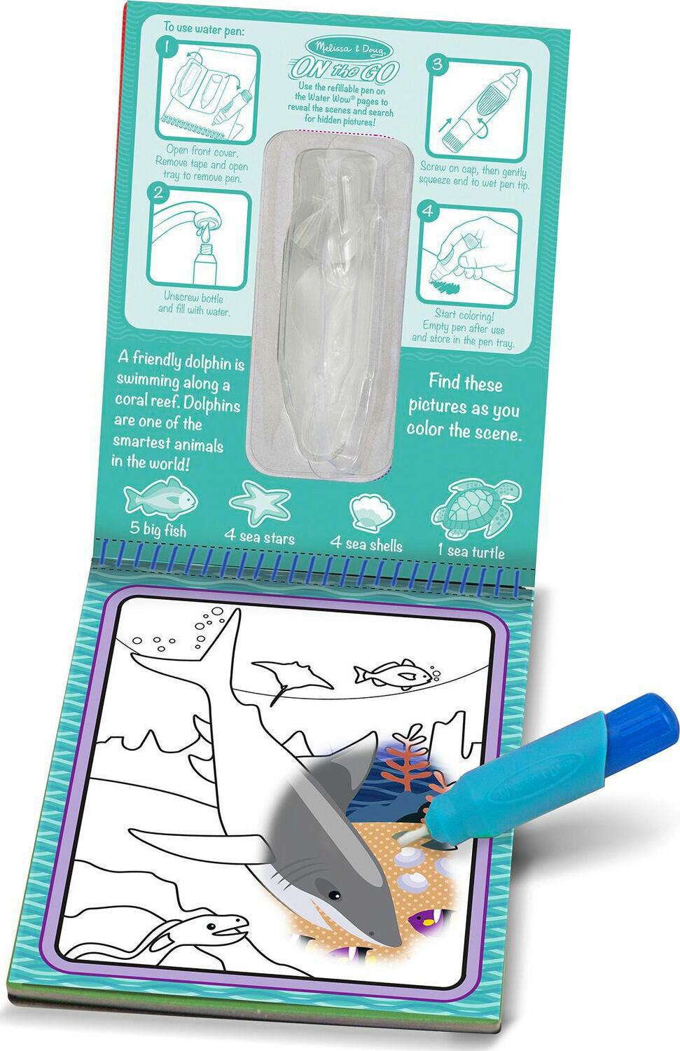 Melissa & Doug On the Go - Under the Sea Water-Reveal Pad - Water Wow! Color with Water, Let Dry and Color Again! - Spectrawide Bookstore